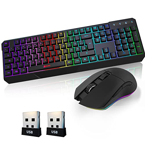 KLIM Blaze & Chroma - NEU - Tastatur Maus Set Kabellos QWERTZ- Flach, Ergonomisch - Maustastatur für PC, Eingebauter, langlebiger Akku Bild 1