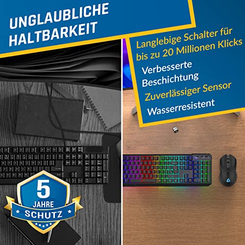 KLIM Blaze & Chroma - NEU - Tastatur Maus Set Kabellos QWERTZ- Flach, Ergonomisch - Maustastatur für PC, Eingebauter, langlebiger Akku Bild 4