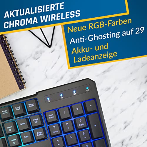 KLIM Blaze & Chroma - NEU - Tastatur Maus Set Kabellos QWERTZ- Flach, Ergonomisch - Maustastatur für PC, Eingebauter, langlebiger Akku Bild 6