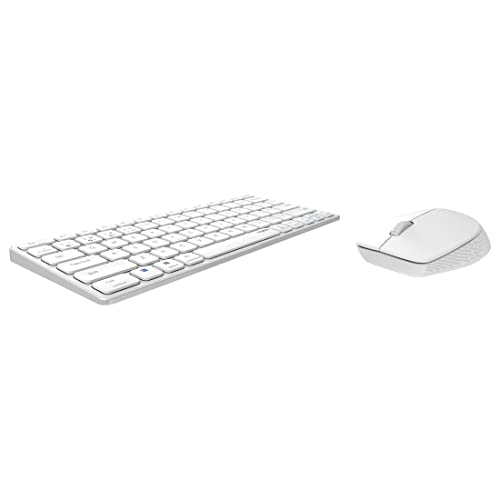 Rapoo 9600M kabelloses Tastatur-Maus Set Wireless Deskset 1300 DPI Sensor wiederaufladbarer Akku flaches Aluminium Design DE-Layout QWERTZ PC & Mac - weiß Bild 1