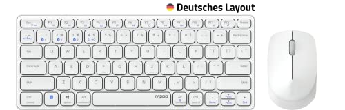 Rapoo 9600M kabelloses Tastatur-Maus Set Wireless Deskset 1300 DPI Sensor wiederaufladbarer Akku flaches Aluminium Design DE-Layout QWERTZ PC & Mac - weiß Bild 2