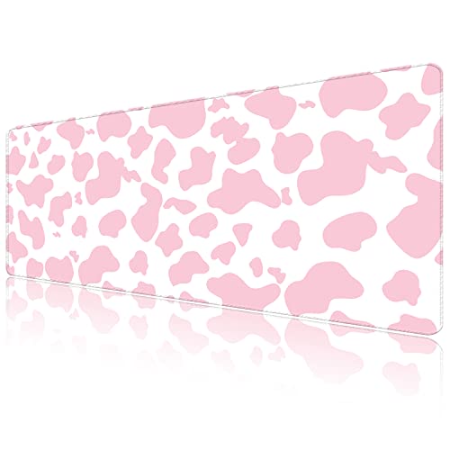 schreibtischunterlage Mauspad,Großes Gaming-Mauspad (80x40 cm) mit rutschfester Unterseite,Schreibtischpad für Tastatur und Maus,niedliches Design für Gamer,Zuhause und Büro (G2-Rosa Kuh) Bild 1