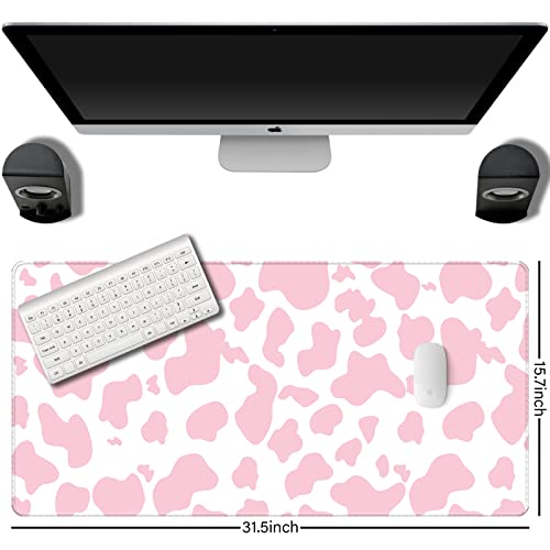 schreibtischunterlage Mauspad,Großes Gaming-Mauspad (80x40 cm) mit rutschfester Unterseite,Schreibtischpad für Tastatur und Maus,niedliches Design für Gamer,Zuhause und Büro (G2-Rosa Kuh) Bild 2