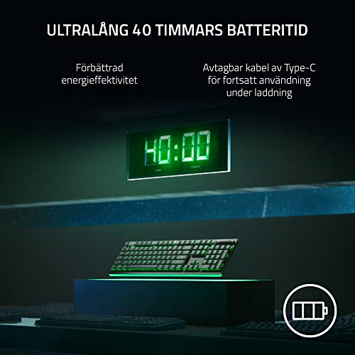Razer DeathStalker V2 Pro (röd switch) - Trådlöst optiskt speltangentbord med låg profil (linjära optiska switchar, HyperSpeed Wireless, Bluetooth, Laser-Etsed Keycaps) Nordic-Layout | Svart Bild 4