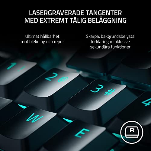 Razer DeathStalker V2 Pro (röd switch) - Trådlöst optiskt speltangentbord med låg profil (linjära optiska switchar, HyperSpeed Wireless, Bluetooth, Laser-Etsed Keycaps) Nordic-Layout | Svart Bild 6