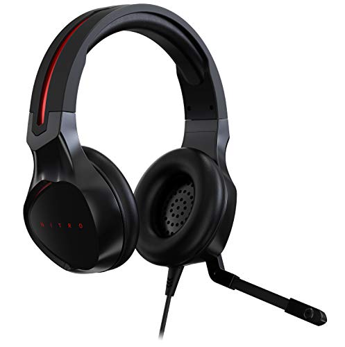 Acer Nitro Gaming Headset (anpassbares Kopfband, omnidirektionales Mikrofon, 100 dB Empfindlichkeit) schwarz-rot Bild 2