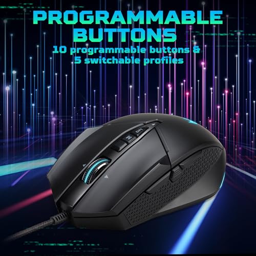 Acer Predator Cestus 335 Gaming Maus (19.000 DPI, 400 IPS Tracking, 10 programmierbare Tasten, 0,5 ms Reaktionszeit, RGB Beleuchtung), schwarz Bild 5
