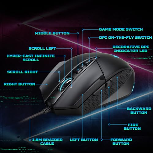 Acer Predator Cestus 335 Gaming Maus (19.000 DPI, 400 IPS Tracking, 10 programmierbare Tasten, 0,5 ms Reaktionszeit, RGB Beleuchtung), schwarz Bild 6