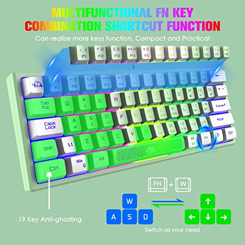 ZIYOU LANG Pc Tastatur Maus mit Kabel, mäuse, tastaturen & eingabegeräte, Gaming-Tastatur-Maus mechanische Feel, Tastatur Maus bis zu 3600 DPI, optische 7 Tasten PC, Laptop, Computer, Grün Bild 2