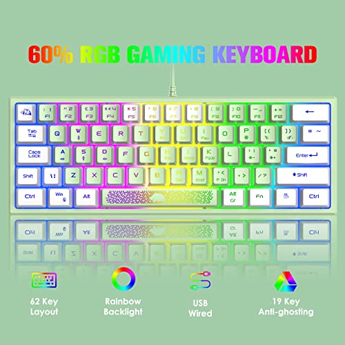 ZIYOU LANG Pc Tastatur Maus mit Kabel, mäuse, tastaturen & eingabegeräte, Gaming-Tastatur-Maus mechanische Feel, Tastatur Maus bis zu 3600 DPI, optische 7 Tasten PC, Laptop, Computer, Grün Bild 3