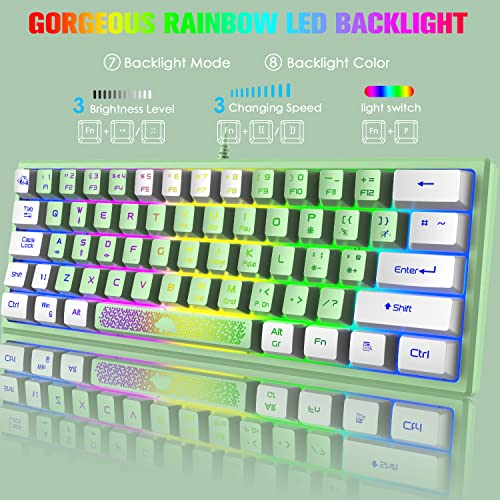 ZIYOU LANG Pc Tastatur Maus mit Kabel, mäuse, tastaturen & eingabegeräte, Gaming-Tastatur-Maus mechanische Feel, Tastatur Maus bis zu 3600 DPI, optische 7 Tasten PC, Laptop, Computer, Grün Bild 4