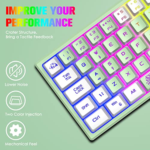 ZIYOU LANG Pc Tastatur Maus mit Kabel, mäuse, tastaturen & eingabegeräte, Gaming-Tastatur-Maus mechanische Feel, Tastatur Maus bis zu 3600 DPI, optische 7 Tasten PC, Laptop, Computer, Grün Bild 5