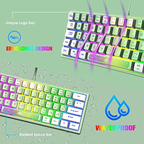 ZIYOU LANG Pc Tastatur Maus mit Kabel, mäuse, tastaturen & eingabegeräte, Gaming-Tastatur-Maus mechanische Feel, Tastatur Maus bis zu 3600 DPI, optische 7 Tasten PC, Laptop, Computer, Grün Bild 6