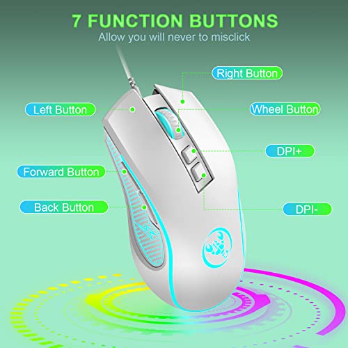 ZIYOU LANG Pc Tastatur Maus mit Kabel, mäuse, tastaturen & eingabegeräte, Gaming-Tastatur-Maus mechanische Feel, Tastatur Maus bis zu 3600 DPI, optische 7 Tasten PC, Laptop, Computer, Grün Bild 7