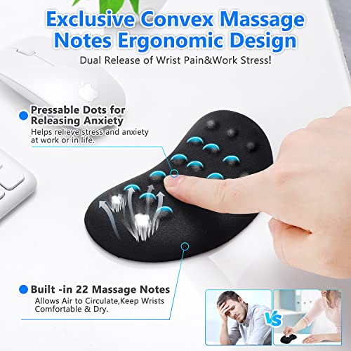 Gimars Mouse Wrist Rest, Pop It Fidget Wrist Support for Mouse-Pressure Relief, Ergonomic Memory Foam Mouse Wrist Pad with Massage Notes for Computer, Laptop, Office Work, PC Gaming-Wrist Pain Relief Bild 2