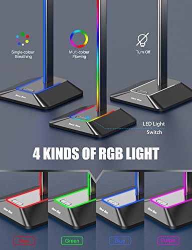New Bee Kopfhörer Ständer RGB Headset Halterung mit USB Typ-C Ladegeräten und Datenübertragung Universal Gaming Headset Ständer Kopfhörer Halter für alle Kopfhörer(Schwarz) Bild 2