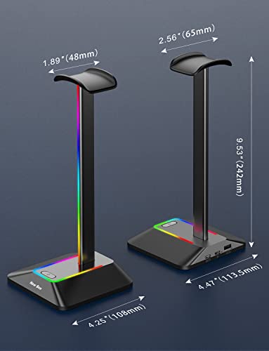 New Bee Kopfhörer Ständer RGB Headset Halterung mit USB Typ-C Ladegeräten und Datenübertragung Universal Gaming Headset Ständer Kopfhörer Halter für alle Kopfhörer(Schwarz) Bild 5