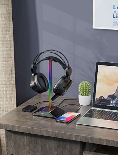 New Bee Kopfhörer Ständer RGB Headset Halterung mit USB Typ-C Ladegeräten und Datenübertragung Universal Gaming Headset Ständer Kopfhörer Halter für alle Kopfhörer(Schwarz) Bild 6