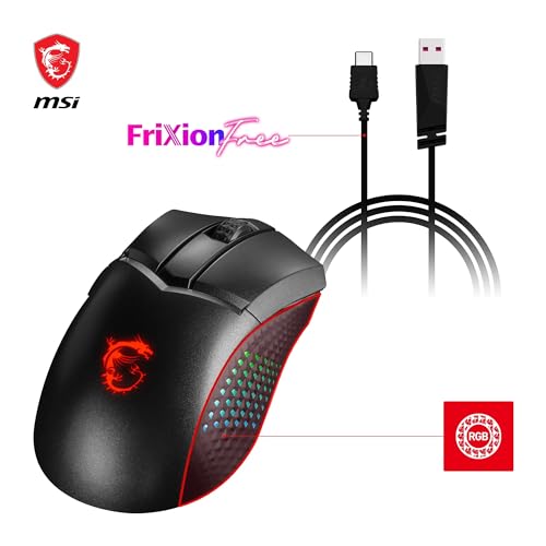 MSI Clutch GM51 Lightweight Wireless Gaming Maus - 26.000 DPI Optischer Sensor, 650 IPS, symmetrisch, 60Mio+ Click OMRON-Switches, 1000Hz Abtastrate, 1ms Latenz, RGB Mystic Light, 85g, kabellos Bild 3