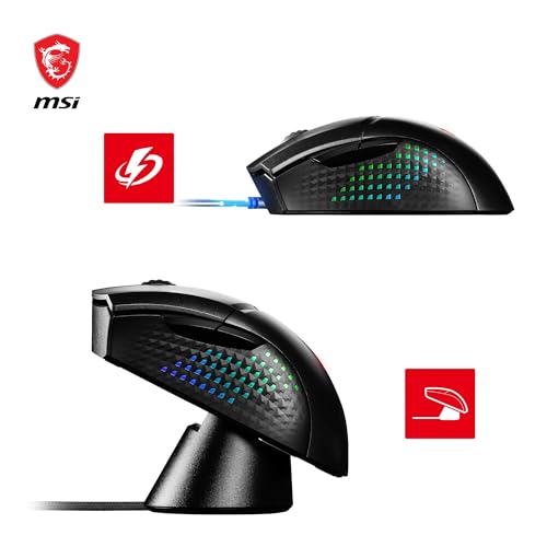 MSI Clutch GM51 Lightweight Wireless Gaming Maus - 26.000 DPI Optischer Sensor, 650 IPS, symmetrisch, 60Mio+ Click OMRON-Switches, 1000Hz Abtastrate, 1ms Latenz, RGB Mystic Light, 85g, kabellos Bild 6