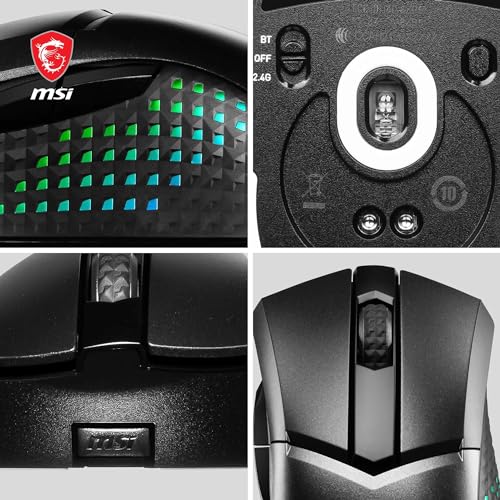 MSI Clutch GM51 Lightweight Wireless Gaming Maus - 26.000 DPI Optischer Sensor, 650 IPS, symmetrisch, 60Mio+ Click OMRON-Switches, 1000Hz Abtastrate, 1ms Latenz, RGB Mystic Light, 85g, kabellos Bild 7