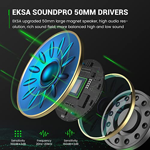 EKSA Gaming Headset Kabelgebunden, Headset mit Mikrofon für PS4, 3.5mm Klinke Kabel, 3D Surround Sound Kopfhörer mit Noise Cancelling Mic, Grünes Licht für PS5 Xbox PC Mac Laptop,Bequem，Fenrir Serie Bild 2