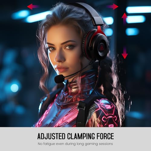 EKSA Gaming Headset, PC Headset mit Abnehmbar Mikrofon mit Geräuschunterdrückung, 3D Surround Sound Gaming Kopfhörer mit 3.5mm Kabel für Switch / PS4 / PS5 / Xbox One, Schwarz Bild 2