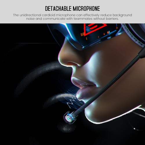 EKSA Gaming Headset, PC Headset mit Abnehmbar Mikrofon mit Geräuschunterdrückung, 3D Surround Sound Gaming Kopfhörer mit 3.5mm Kabel für Switch / PS4 / PS5 / Xbox One, Schwarz Bild 3