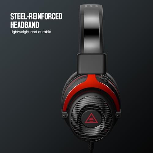 EKSA Gaming Headset, PC Headset mit Abnehmbar Mikrofon mit Geräuschunterdrückung, 3D Surround Sound Gaming Kopfhörer mit 3.5mm Kabel für Switch / PS4 / PS5 / Xbox One, Schwarz Bild 5