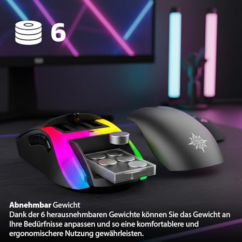 İnca Gaming Maus 1000 Hz & Wechselcover IMG-GT20 RGB, 10000 DPI, 7 Tasten, Gewichtsanpassung, 1ms Reaktionszeit, Optisch, USB, LED, Ergonomisch, für PC & Laptop, Schwarz Bild 3