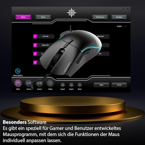 İnca Gaming Maus 1000 Hz & Wechselcover IMG-GT20 RGB, 10000 DPI, 7 Tasten, Gewichtsanpassung, 1ms Reaktionszeit, Optisch, USB, LED, Ergonomisch, für PC & Laptop, Schwarz Bild 5