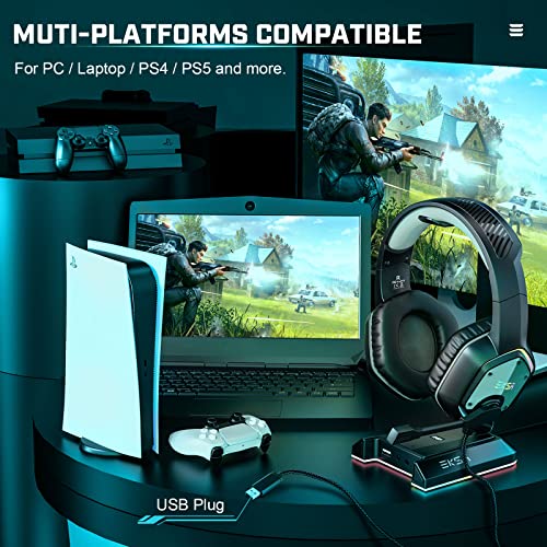 EKSA E1000 USB PC Gaming Headset mit Mikrofon, Gamer Headset mit Bass Surround Sound, RGB Beleuchtung, Gaming Kopfhörer mit Mic für PS4/PS5 Konsole/Computer/Laptop Bild 5