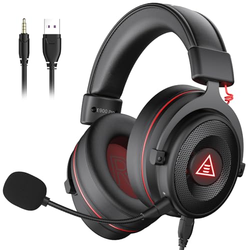 EKSA Gaming Headset, 7.1 Surround Sound PC Headset mit Noise Cancelling Mikrofon, USB & 3,5 mm Audiobuchse, LED Licht Superleichter Gaming Kopfhörer für PC/Mac/Switch / PS4 / PS5 / Xbox One Bild 1