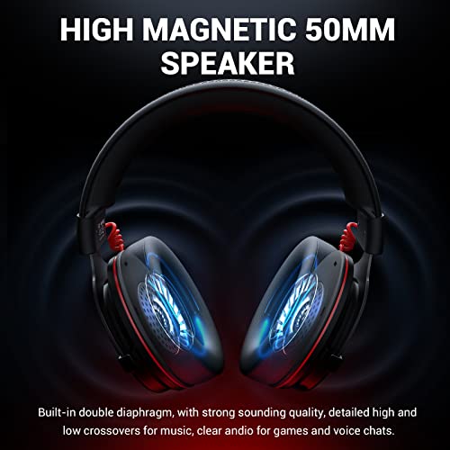 EKSA Gaming Headset, 7.1 Surround Sound PC Headset mit Noise Cancelling Mikrofon, USB & 3,5 mm Audiobuchse, LED Licht Superleichter Gaming Kopfhörer für PC/Mac/Switch / PS4 / PS5 / Xbox One Bild 3