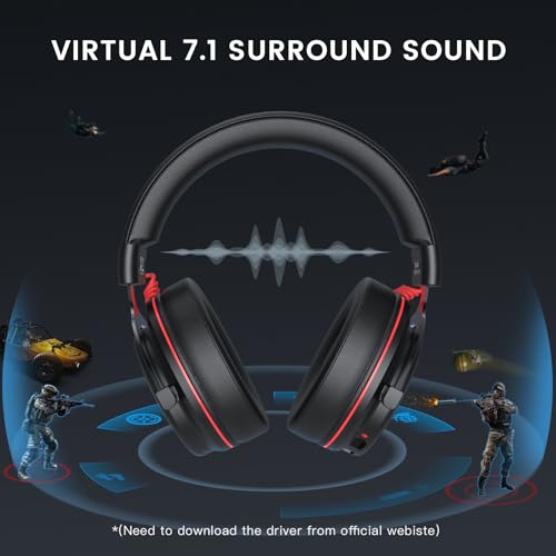 EKSA Gaming Headset, 7.1 Surround Sound PC Headset mit Noise Cancelling Mikrofon, USB & 3,5 mm Audiobuchse, LED Licht Superleichter Gaming Kopfhörer für PC/Mac/Switch / PS4 / PS5 / Xbox One Bild 5