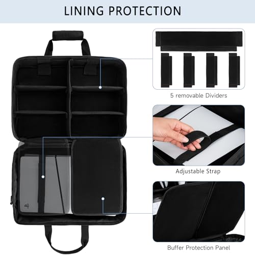 PS5/PS5 Pro/PS4 Tasche,PS5 Tragetasche Kompatibel mit Playstation 5 Konsole,PS5 Disk,Digital Edition,Konsolentasche mit Unterteilbaren Fächer für PS5 Controller,PS5-Spiele,Gaming-Headset und Zubehör Bild 5