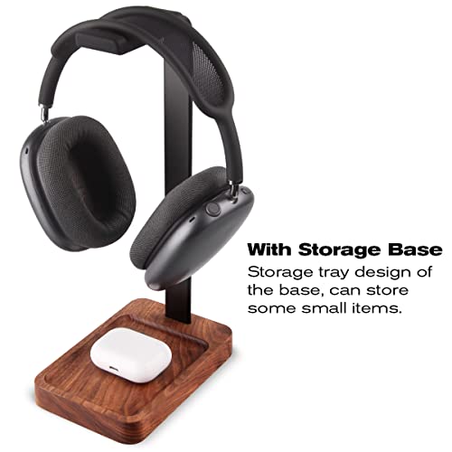 Headset-Halter aus Walnussholz und Aluminium, Desktop-Kopfhörerständer, universeller Kopfhörerhalter für die meisten Musik-Gaming-Headsets, Schwarz Walnuss Bild 6