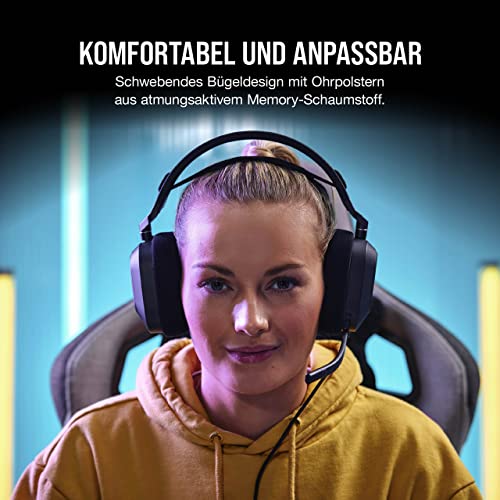 Corsair HS80 RGB USB Gaming-Headset mit Dolby Audio 7.1-Surround-Sound (Mikrofon in Broadcast-Qualität, Ohrmuscheln aus Memory-Schaumstoff, Hi-Fi-Sound, Robuste Konstruktion) Karbon, Schwarz Bild 4