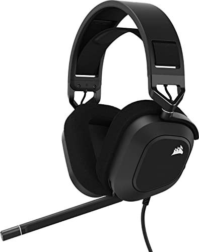 Corsair HS80 RGB USB Premium Gaming Headset mit Dolby Audio 7.1 Surround Sound (Rundfunkmikrofon in Broadcast-Qualität, Memory-Schaum-Ohrpolster, High-Fidelity-Sound, langlebige Konstruktion) Carbon Bild 1