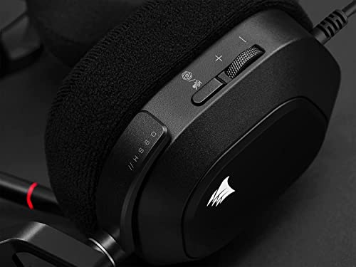 Corsair HS80 RGB USB Premium Gaming Headset mit Dolby Audio 7.1 Surround Sound (Rundfunkmikrofon in Broadcast-Qualität, Memory-Schaum-Ohrpolster, High-Fidelity-Sound, langlebige Konstruktion) Carbon Bild 5