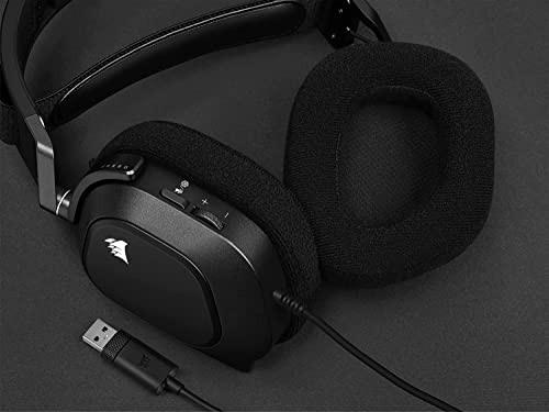 Corsair HS80 RGB USB Premium Gaming Headset mit Dolby Audio 7.1 Surround Sound (Rundfunkmikrofon in Broadcast-Qualität, Memory-Schaum-Ohrpolster, High-Fidelity-Sound, langlebige Konstruktion) Carbon Bild 6