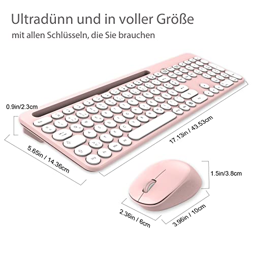 LeadsaiL, Tastatur-Maus-Sets, kabellose ergonomische Maus und Tastatur, kabellose PC-Tastatur und Maus in Standardgröße, deutsches QWERTZ-Layout, leise-Klick-Taste, MacOS, Laptop Bild 2