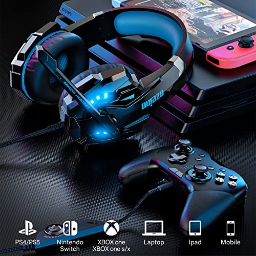 Ozeino Gaming Headset für PS4 PS5 3D Surround Sound Noise Cancelling Kopfhörer Mit Mikrofon Für PC Xbox One Switch with LED Licht Bild 2