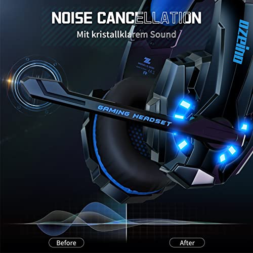 Ozeino Gaming Headset für PS4 PS5 3D Surround Sound Noise Cancelling Kopfhörer Mit Mikrofon Für PC Xbox One Switch with LED Licht Bild 4