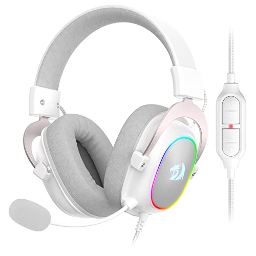 Redragon H510 RGB Weiß Gaming Kopfhörer - 7.1 Surround Sound - 53 mm Audiotreiber in Ohrpolstern aus Memory Foam mit strapazierfähigem Stoffbezug – Kopfhörer für mehrere Plattformen - für PC/PS4/NS Bild 1