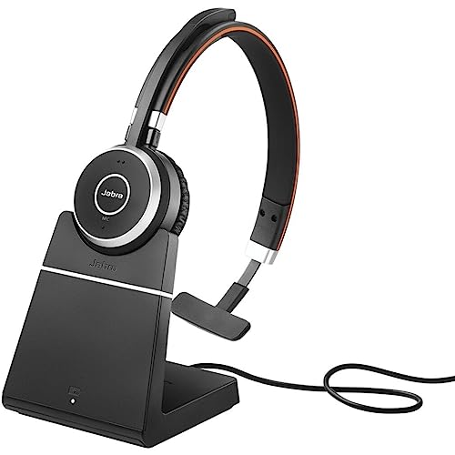 Jabra Evolve 65 SE Schnurloses Mono-Headset - Bluetooth-Headset mit Mikrofon mit Geräuschunterdrückung, langlebigem Akku und Ladestation - MS Teams Zertifiziert - Schwarz, 6593-833-399 Bild 1