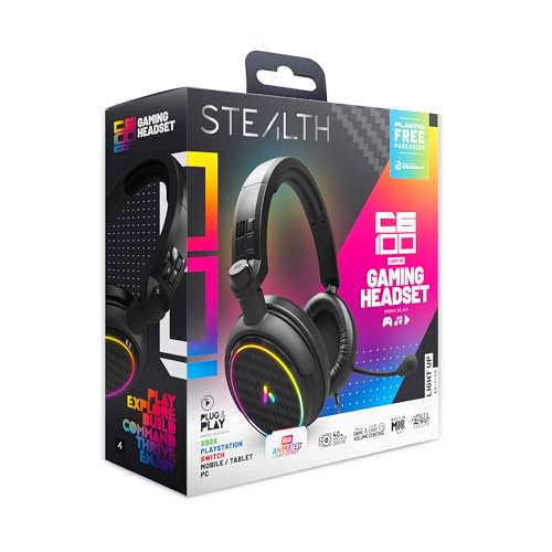 Stealth C6-100 LED Over Ear Gaming Headset PS4/PS5, Xbox, Nintendo Switch, PC mit flexiblem Mikrofon, 3,5 mm Klinke, 1,5 m Kabel, leicht, bequem und langlebig Bild 1