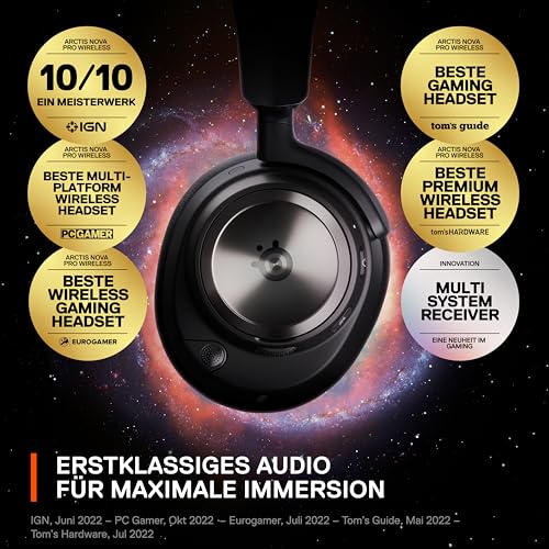 SteelSeries Arctis Nova Pro Wireless - Multi-System Gaming Headset (PC, PS5, Switch + Bluetooth) - Hi-Fi-Treiber - Infinity Power System mit 2 Akkus - Active Noise Cancellation - ClearCast Gen2 Mikro Bild 2
