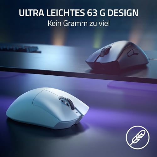Razer DeathAdder V3 Pro - Leichte kabellose Ergonomische Esports-Maus (63g Leichtes Design, Focus Pro 30K Optischer Sensor, Mausschalter Gen-3, HyperSpeed Wireless) Schwarz Bild 4