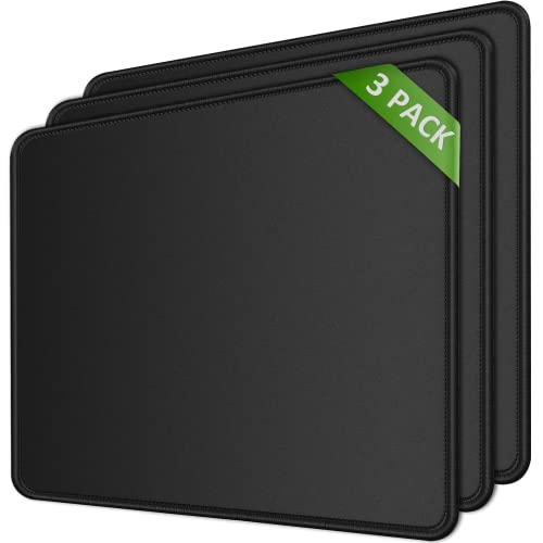 KTRIO Mauspad 3 Pack, Mousepad [30% Größer], Mouse Pad mit Anti-Rutsch-Gummiboden & Vernähte Kanten Mauspads für Computer Laptop und PC, Mouse Mat 275x215mm (Schwarz) Bild 1
